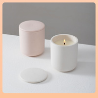 Mini petits pots à bougie en céramique mate avec couvercle récipients vides en métal pour bougies parfumées de Noël boîte d'emballage incluse
