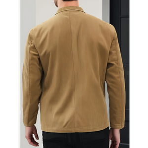 เสื้อแจ็กเก็ตผ้าลูกฟูกสำหรับผู้ชายเสื้อเบลเซอร์ลำลองติดกระดุมแขนยาวใส่สบาย - Product Image 6