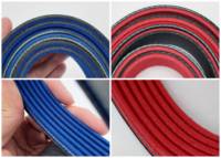 Courroie trapézoïdale PK personnalisée en poly, recouverte de tissu, pour l'automobile, à nervures en V, en caoutchouc EPDM, OEM
