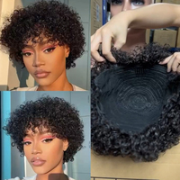 Perruques Courtes Bob Africaines les Plus Vendues pour Femmes, Style Explosion, Douces et Volumineuses, Petite Elfe, 100% Cheveux Humains Vierges, Bonnet en Dentelle