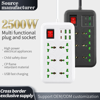 Enchufe Multifuncional DENIXI - USB + PC con Interruptor, Enchufe Múltiple Universal (Estándares de EE. UU., UE, Reino Unido)