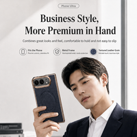 Étui de téléphone portable à écran pliable pour iPhone DUO, motif litchi premium, charge magnétique sans fil, coque anti-chute