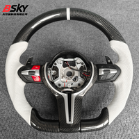 Volant en cuir blanc et fibre de carbone pour BMW F10 F20 M3 X1 X5 X6 X4 F30 F32 F33 F34 F35 X3 F25 F36 F80 F2 F22 F23 E90