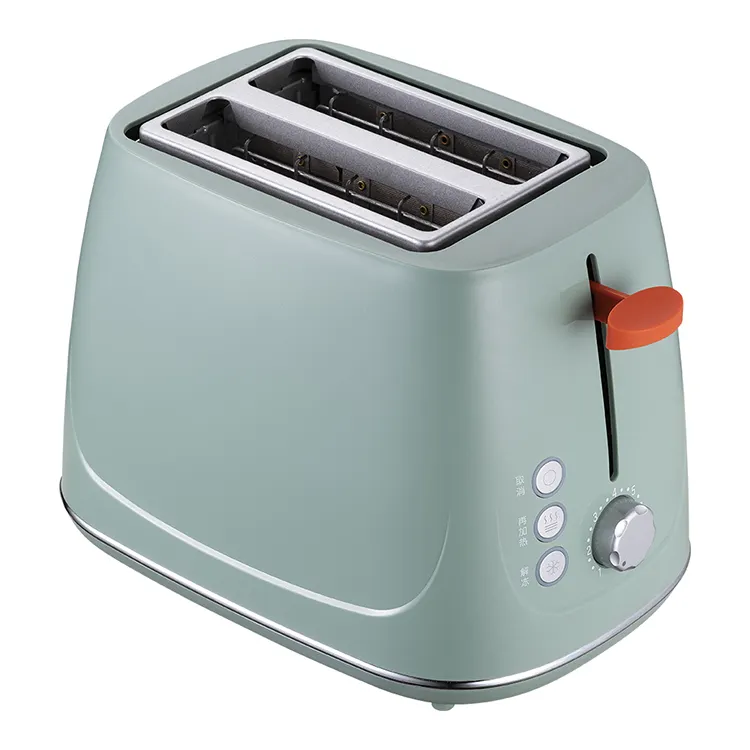 小型キッチン家電電気パントースター2スライス4スライス緑色プラスチックコンパクトトースターパン粉トレイ付き