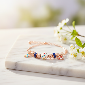 Pulsera de Cuentas Delicadas con Dijes de Flores y Circonitas, Estilo Moderno, Hecha a Mano en Turquía, Certificada por Terceros, Joyería de Plata de Ley 925 - Product Image 3