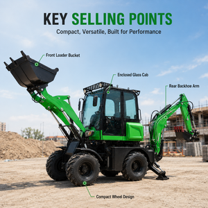 Mini-chargeuse-<span class=keywords><strong>pelleteuse</strong></span> de qualité supérieure avec conception à roues compactes pour l'excavation, le chargement et le nivellement des terrains étroits - Product Image 1
