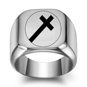 Anillo Cruzado de Acero Inoxidable Dorado para Hombre, 18MM, Joyería Cuadrada, Regalo para Aliviar la Ansiedad - Product Image 3