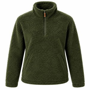 Veste en polaire sherpa noire à col zippé pour femme, pull à manches longues, vêtement d'extérieur softshell pour l'automne et l'hiver - Product Image 2