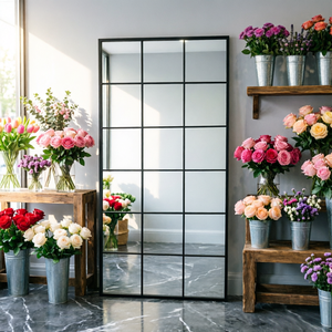 <span class=keywords><strong>Espejo</strong></span> Cuadrado de Hierro Forjado al por Mayor, Estilo Industrial, <span class=keywords><strong>Espejo</strong></span> con Diseño de Rejilla para Decoración del Hogar, Compra al por Mayor, Precio Económico, Envío Rápido - Product Image 1