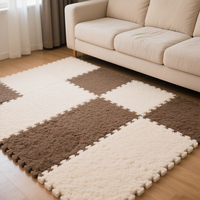 Tapis en mousse EVA souple avec couche supérieure en peluche-Tapis de puzzle imbriqué pour aire de jeu et chambre à coucher pour enfants