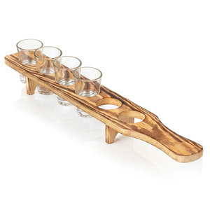 Elegante Soporte de Madera para Vasos de Chupito, Rectangular, Hecho a Mano, Estilo Rústico, de Una Sola Capa, para Bar y Cocina - Product Image 1