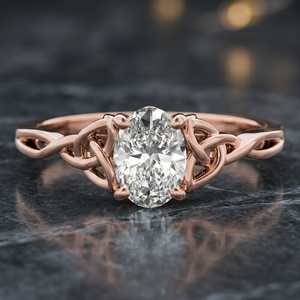 IGI Certified Oval Cut Lab Grown Diamond Cute <b>Celtic</b> Knot Engagement <b>Ring</b> 10K 14K 18K Gold 925 935 Anniversary/Wedding Gift - Product Image 1