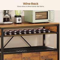SENYU Chariot de cuisine moderne avec 3 tiroirs et 5 étagères, meuble de rangement en bois, support pour micro-ondes, buffet de café, brun