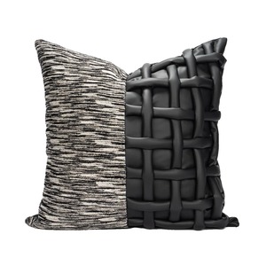 Coussin de taille en cuir tressé Yuanhee, combinaison de coussins pour le salon, canapé, lit, décoration, housse de coussin - Product Image 1
