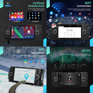 Podofo pour Jeep Chrysler 300C Dodge RAM 6.2 ''Android autoradio autoradio 6 + 128G/4 + 64G sans fil Carplay/Android Auto GPS/WiFi - Product Image 2