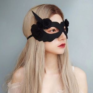 Masque noir sexy pour fille, décorations de fleurs noires, masque de fête costumée d'Halloween, nouveau design - Product Image 2