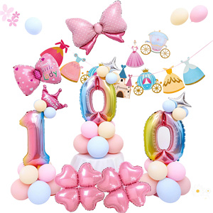 Set di <span class=keywords><strong>Palloncini</strong></span> per Decorazioni Festa dei 100 Giorni per Bambine <span class=keywords><strong>con</strong></span> Fiocchi e Aquiloni, <span class=keywords><strong>Palloncini</strong></span> Numerici <span class=keywords><strong>Arcobaleno</strong></span> da 16 Pollici - Product Image 1