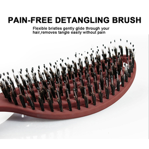 Brosse démêlante incurvée mate personnalisable avec logo, en poils de sanglier, ventilée, pour séchage rapide et coiffage des cheveux - Product Image 3