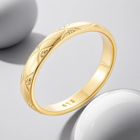 Bagues en argent sterling 925 plaqué or pour hommes et femmes Bagues en argent sterling simplicité, cercle uni, bague à motif exquis