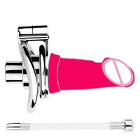 FRRK Nouveau style de cage de chasteté urétrale inversée avec 3.54 pouces de tête de gode négatif adulte SM pénis Plug Bondage Sex Toys