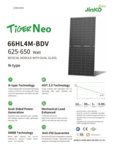 โมดูลโซลาร์เซลล์แบบ N-Type 66HL4M-BDV แบบสองหน้า (Bifacial) พร้อมกระจกสองชั้น 625-650w 635w 650w - Product Image 4
