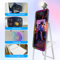 Station de Selfie Sociale, Cabine Photo de Mariage, Cabine Miroir avec Ordinateur 8G I5, Écran Tactile TV 22 Pouces, Miroir Magique LED RVB, Cabine Photo