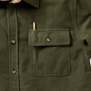 Warm Green <b>Flannel</b> <b>Shirt</b> with Suede Collar for <b>Men</b> Winter Casual Long Sleeve <b>Shirt</b> Soft Thick Plaid Style Outdoor Workwear - Product Image 2