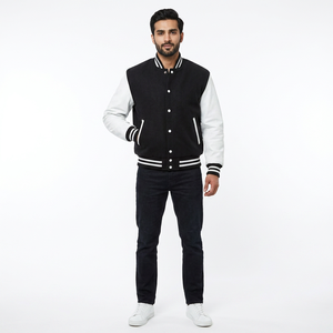 Men's Varsity <b>Jackets</b> Casual <b>Fleece</b> Spring Fall Baseball <b>Jacket</b> Slim Fit Long Sleeve Cotton Bomber <b>Jacket</b> (Green, Medium) - Product Image 1