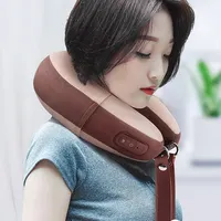 Almohada inflable automática para cuello, diseño en forma de C, envoltura de 360 grados, masaje de mano simular para relajarse