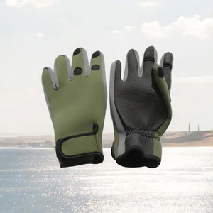 Gants de pêche unisexes en néoprène d'hiver avec fermeture auto-agrippante, coupe-vent et antidérapants pour la pêche en extérieur - Product Image 3