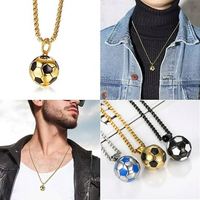 Acier inoxydable Hip Hop Cool Simulation Stéréoscopique 3D Football Pendentif Collier Boule Charme Collier Bijoux pour Garçons Hommes