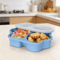 Boîtes à collation réutilisables en silicone sans BPA personnalisées, boîtes à collation à double compartiment, mini boîtes à collation avec couvercles