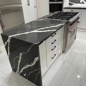 BOTON STONE controsoffitti moderni in quarzo Calacatta <span class=keywords><strong>nero</strong></span> lucido in pietra artificiale per cucine - Product Image 1