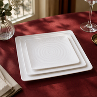 Vente directe d'usine, assiettes carrées en mélamine incassables, assiettes de présentation en plastique pour restaurant