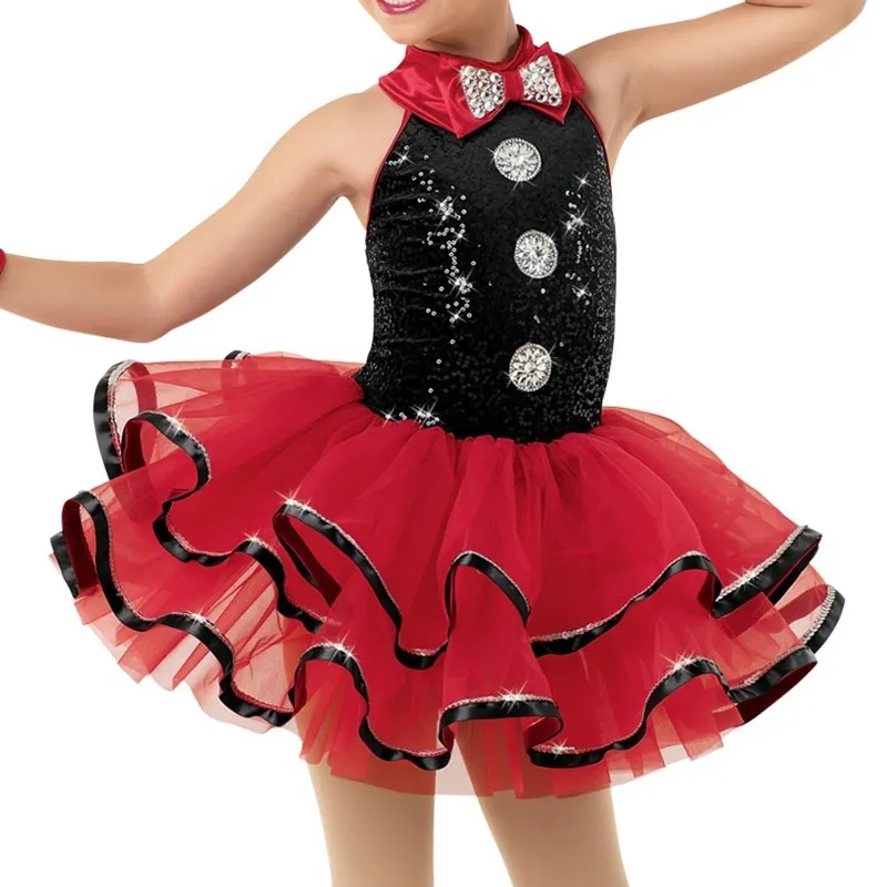 新しい赤いユーロアメリカンシングルオリジナルラテンダンスドレスジャズステージパフォーマンススパンコールスカート