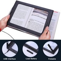Loupe de lecture rectangulaire grand format A4 mains libres avec éclairage LED, loupe de bureau pliable pleine page avec lumière pour la lecture