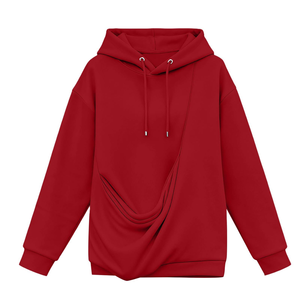 Sudadera con capucha Waffle Knit Wine-Red para hombre, sudadera informal de manga larga con cordón - Product Image 6