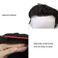 Sistema de Reemplazo Capilar Q6, Peluca de Cabello Humano para Hombre, Prótesis Capilar con Nudos Decolorados, Base de Encaje y PU, Toupee para Hombre 5 x 7