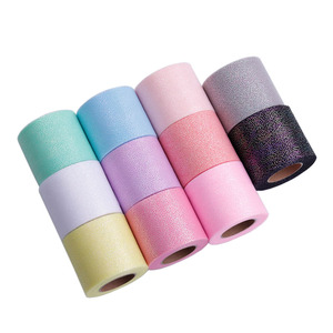 Rouleau de maille irisée style coréen de 6 cm x 25 yards avec petits points argentés pour nœuds de cheveux, accessoires de <span class=keywords><strong>tutu</strong></span> faits main DIY - Product Image 4