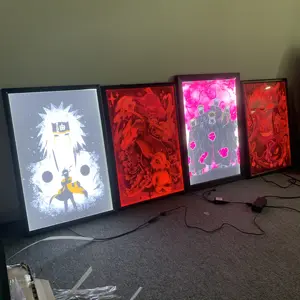 กล่องไฟ Led สีดำลายศิลปะสำหรับตกแต่งบ้านห้องนอนห้องนั่งเล่น16X24 24X36 27X40 Anime Pictures Backlit