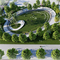 Conception paysagère de parc communautaire, espace public urbain, architecture paysagère verte, service de conception graphique, respectueux de l'environnement