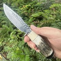 Couteau de survie tactique d'extérieur Hongrui 2026, nouvelle arrivée, lame en acier Damas VG10, couteau fixe pratique pour le camping et la chasse
