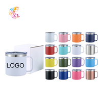 Gobelet isotherme de voyage en acier inoxydable 14 oz ZP en stock, tasse à café isolée pour le camping avec poignée