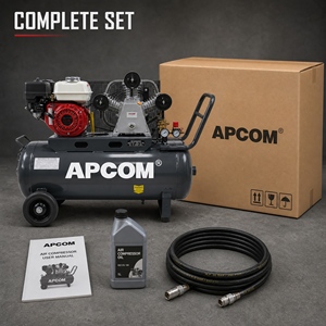 Compresseur d'air à piston à essence APCOM 6,5 HP, réservoir de 100 L, pompe à air portable alimentée par un moteur à essence pour la construction en extérieur - Product Image 6