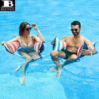 Hamac flottant gonflable en PVC enduit de tissu, chaise longue aquatique multifonctionnelle, flotteur de natation durable pour adultes