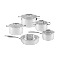Ensemble de casseroles et poêles en acier inoxydable à induction tri-couche pour la cuisine à domicile, personnalisation en gros