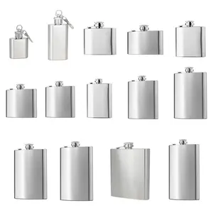 Grosir botol Pot anggur wiski alkohol pria kapasitas berbeda Flask pinggul Logo kustom 1 2 4 8oz