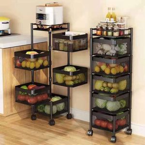 <span class=keywords><strong>Carrito</strong></span> de <span class=keywords><strong>Cocina</strong></span> con Ruedas y Cestas Giratorias de 5 Niveles para Almacenamiento de Frutas y Verduras, Precio de Fábrica al por Mayor - Product Image 1