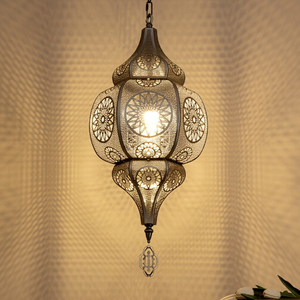 Club Creux Sculpté Lustre Style Marocain Exotique Rétro Chambre Salon Restaurant Hôtel B & b Bar Métal Fer Blanc 2.1 - Product Image 3