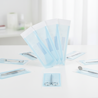 Sacs autoclavables jetables Medcolor 3,5" x 10" en film bleu pour usage dentaire, en PE + papier médical pour dialyse, triple emballage imprimé
